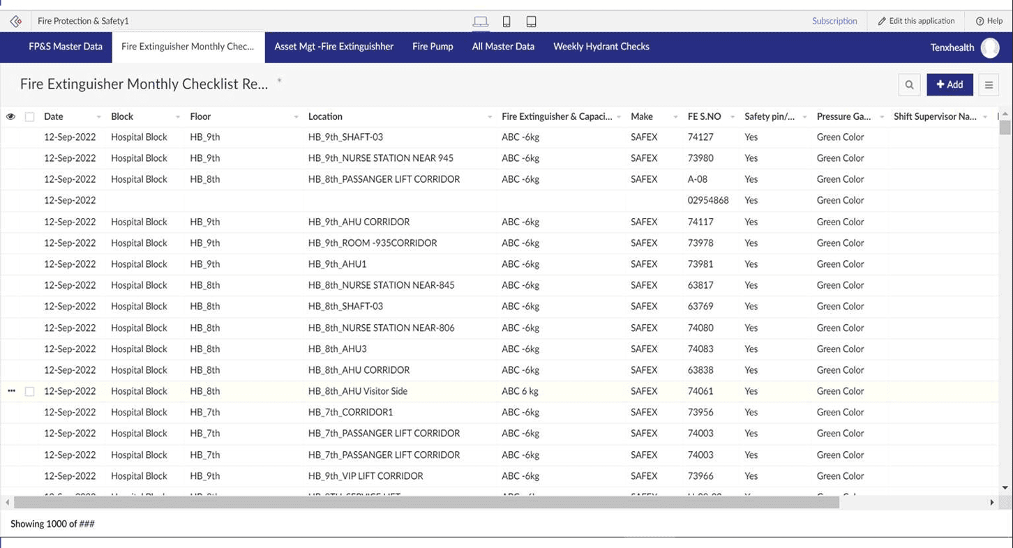 Digital Checklist Screenshot
